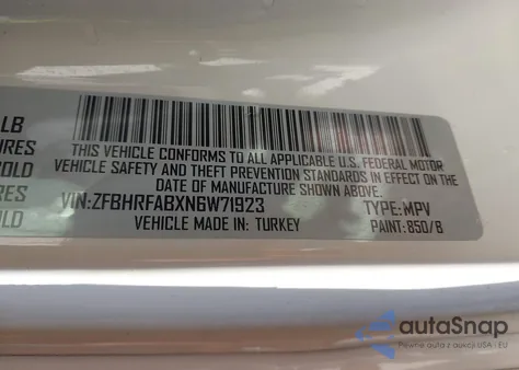 2022 Ram Promaster City Wagon z USA, uszkodzony, nr VIN ZFBHRFABXN6W71923